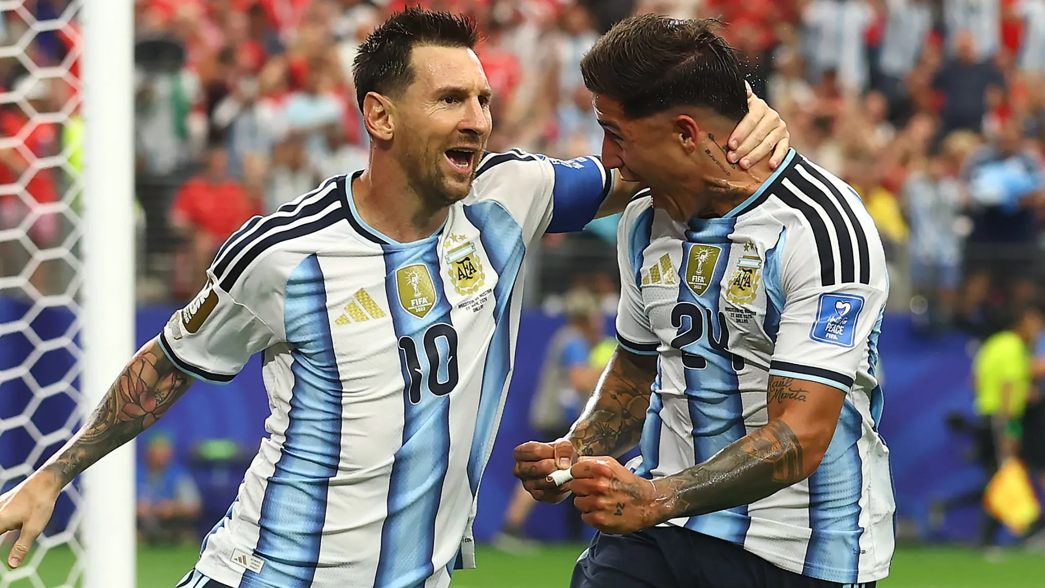 Lionel Messi celebrates his record-breaking goal against Austria in the 2026 World Cup
