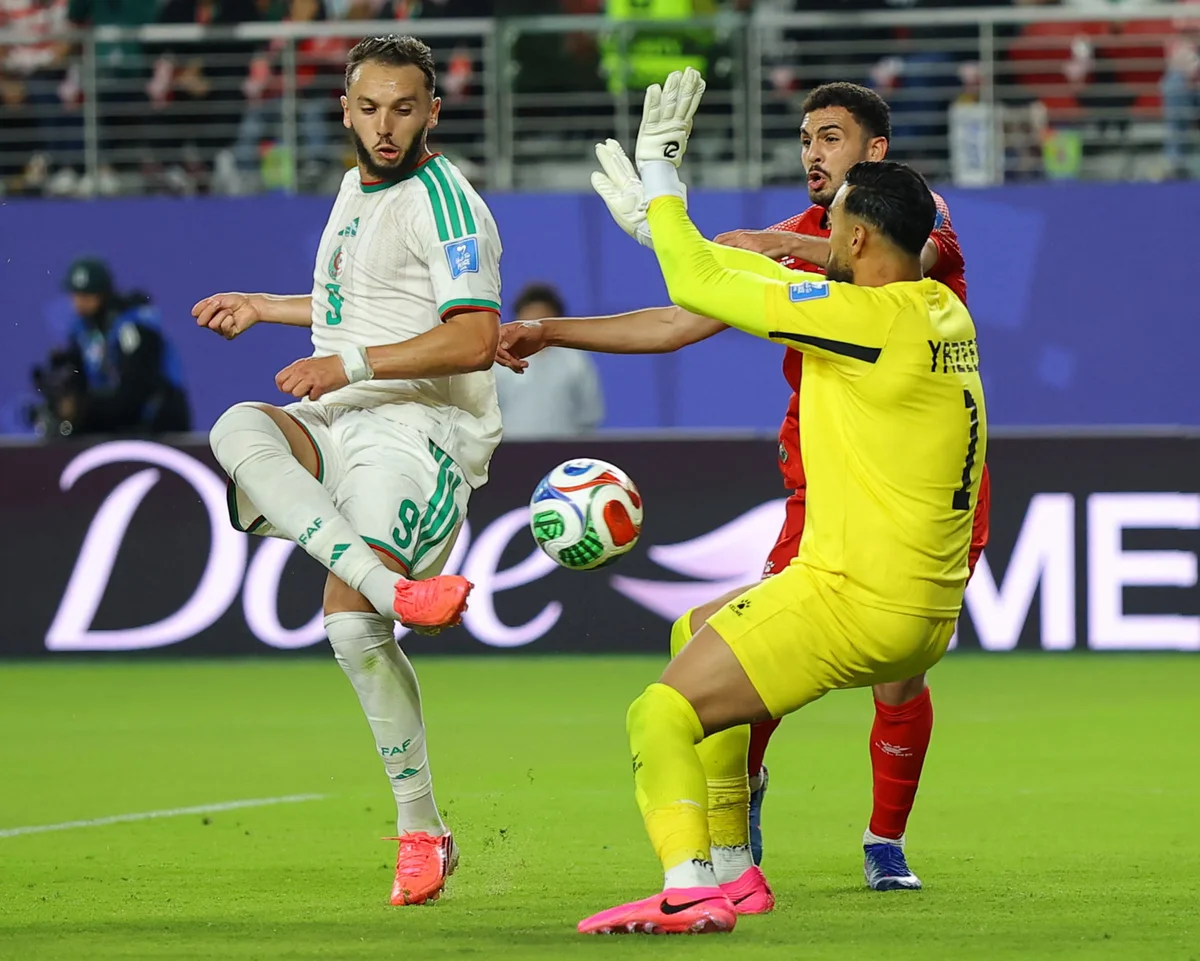 Amine Gouiri celebrates Algeria's winning goal against Jordan at the 2026 World Cup