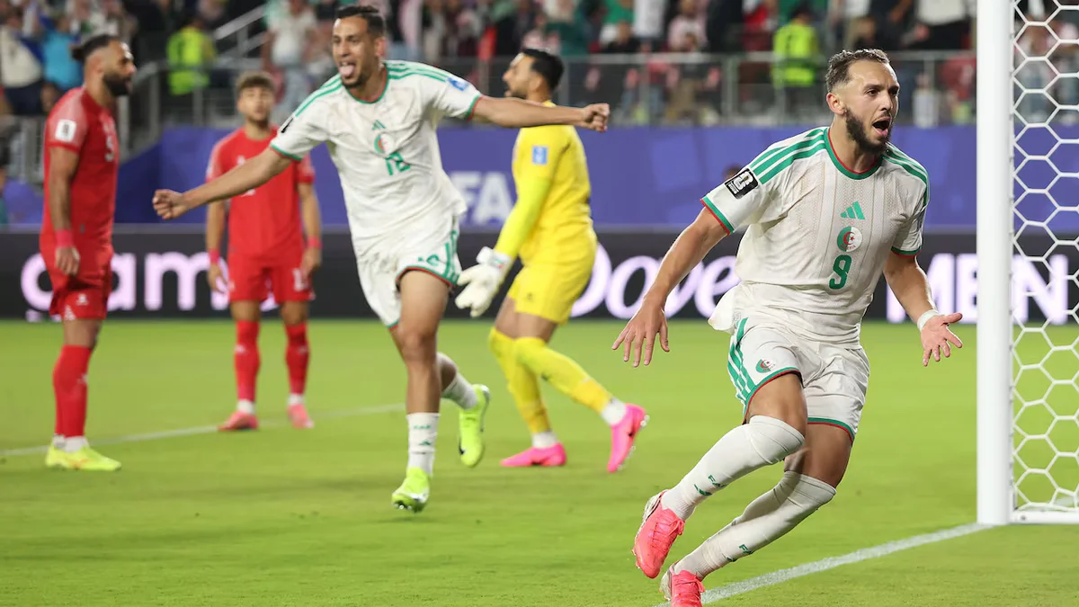 Amine Gouiri marks Algeria's second goal during the World Cup Group J clash against Jordan in Santa Clara