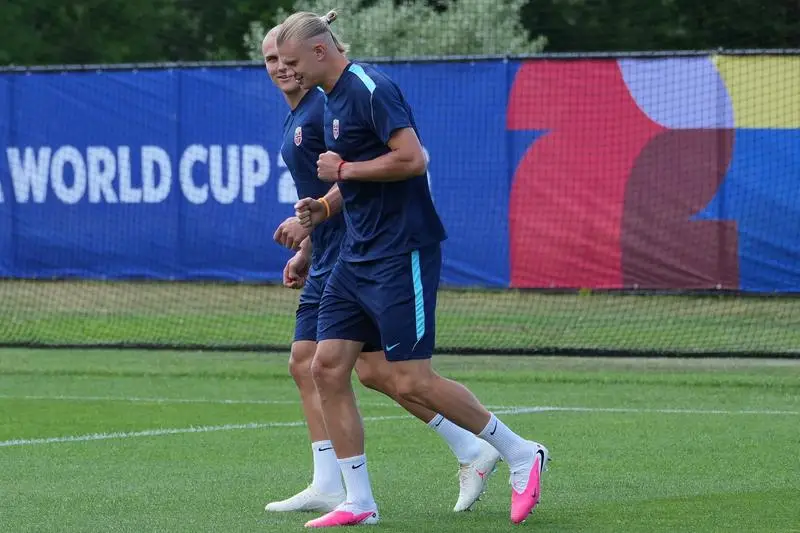 Erling Haaland of Norway takes part in training